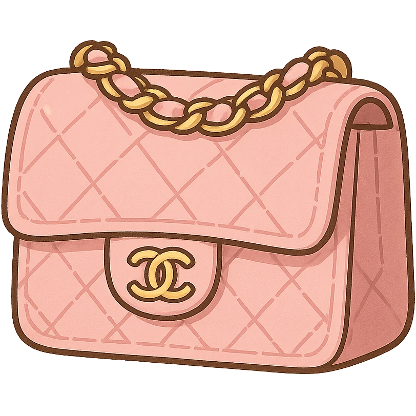 Luxury Chanel handbag pink emoji