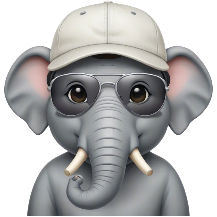Elephant with sunglasses and a baseball cap emoji