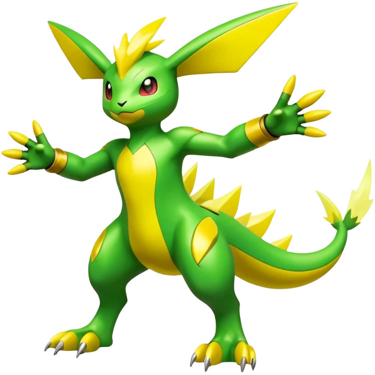  Electrike with green and yellow body and markings, electric type Pokémon (full body) emoji