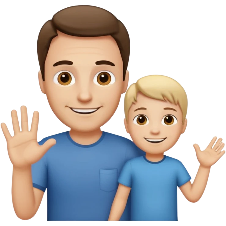 father holding hands with a child, both smiling emoji