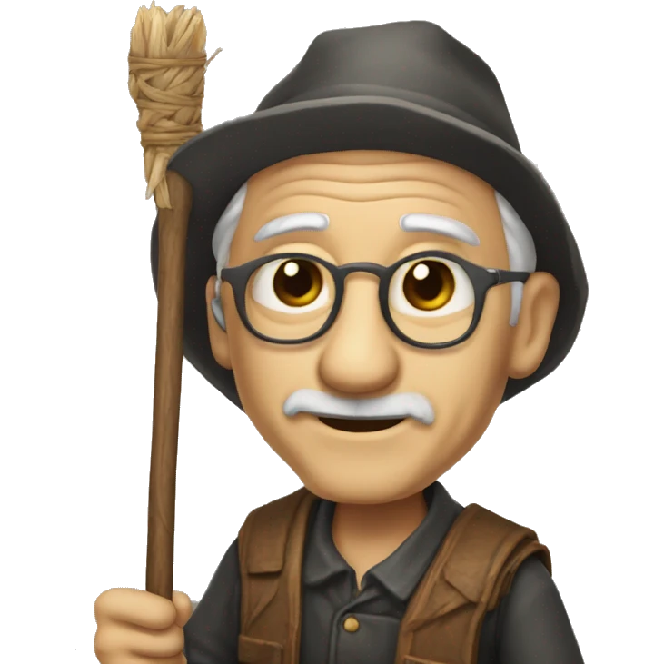 anciano con baston con joroba emoji