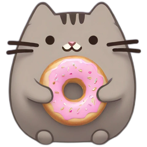 Pusheen holding donut emoji