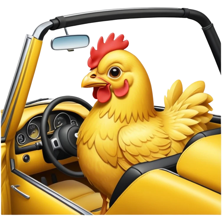 chicken driving a cabrio emoji