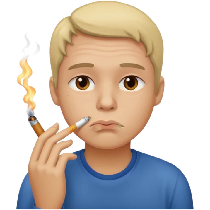 Tired emoji face smoking cigarette emoji