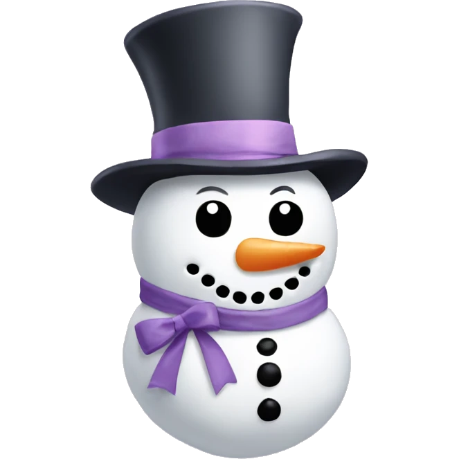 Snowman with a lilac bow emoji