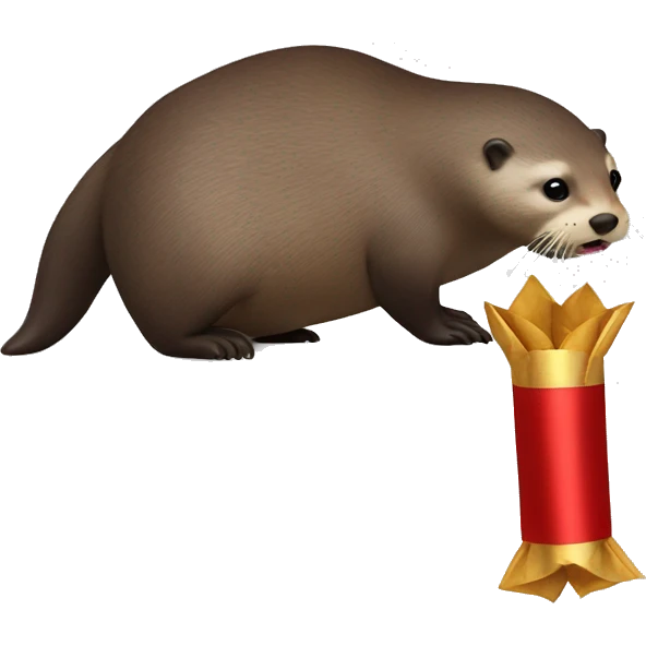 Otters pulling Christmas cracker emoji