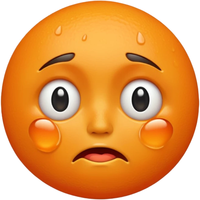 Orange with crying face emoji