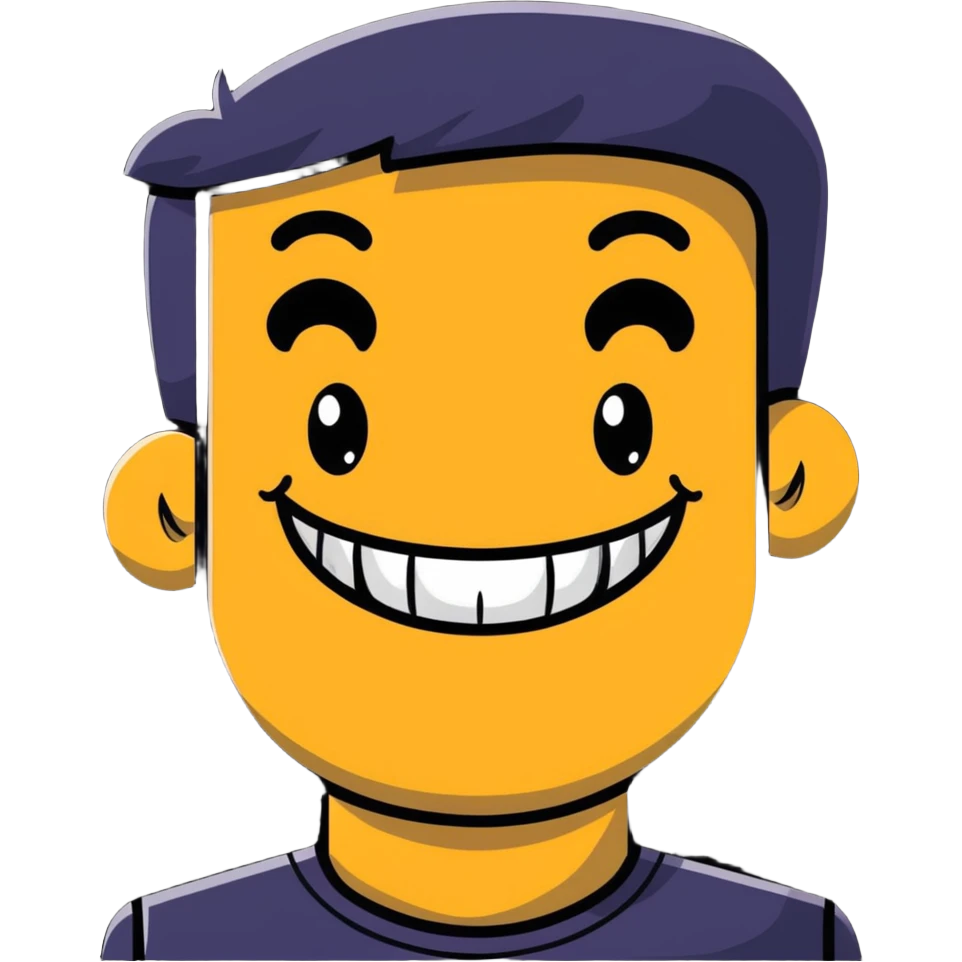 man with a wide smile and square jaw emoji
