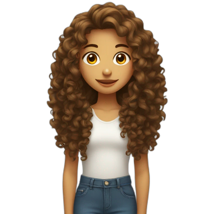 Fille au cheveux bouclés long emoji