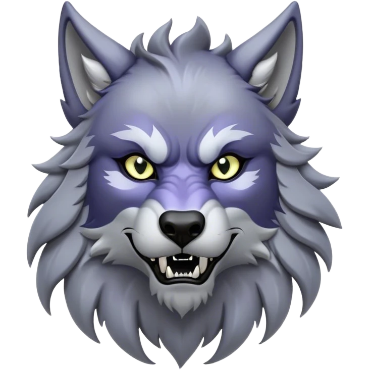 Cinematic Noble Werewolf Portrait Emoji, Formidable and majestic, with a powerful lupine silhouette in moonlit grays and silvers, featuring piercing, wise eyes and a dignified snarl that hints at untamed strength, simplified yet intricately detailed, glowing with a soft, lunar outline that encapsulates the noble duality of feral instinct and loyal guardianship! emoji