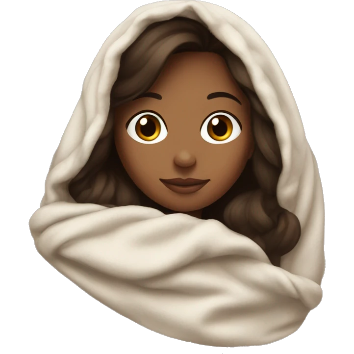 Cozy blanket brunette girl  emoji