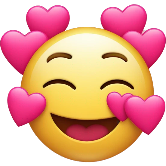 The blushing smiley with three hearts around it but the hearts are pink emoji