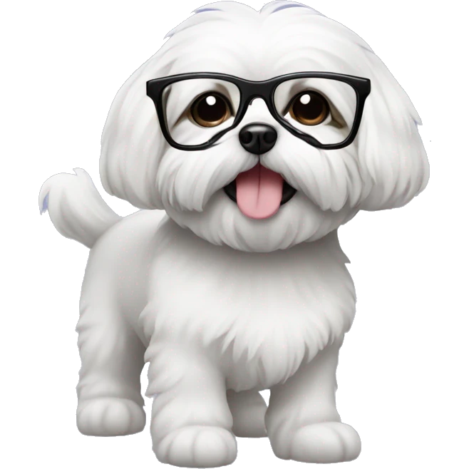 Shichon dog with glasses on emoji