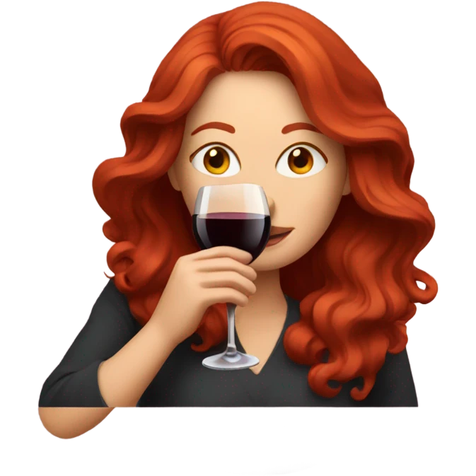 Red headed woman drinking red wine emoji