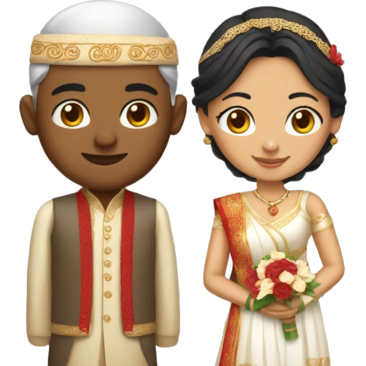 indian man and chinese woman wedding  emoji