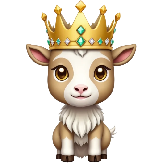chibi, pixel art Goat  wearing a Crown emoji