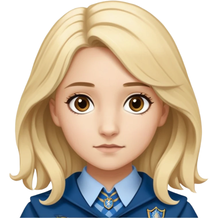 Gemma Padley is Penelope Clearwater in harry potter, wear hogwarts Ravenclaw uniform, blonde hair, brown eyes emoji