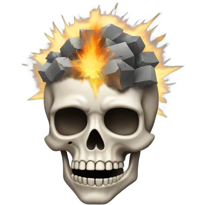 The iPhone skull emoji with its head exploding emoji