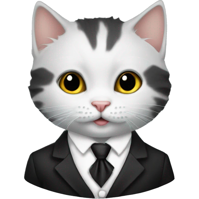 Wight kitten in a tux emoji