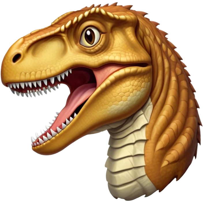 Cinematic Realistic Cute Yawning velociraptor/T-rex Portrait Emoji, Head tilted slightly with a dramatic, wide-open yawn, showcasing a massive, rugged scaled hide with subtly drooping features and half-closed, drowsy eyes rendered in authentic prehistoric detail, high shine, relaxed yet expressive, styled with a dash of ancient charm, soft glowing outline, capturing the essence of a sleepy yet affectionate velociraptor/T-rex that appears ready to stretch out and settle into a timeless nap! emoji