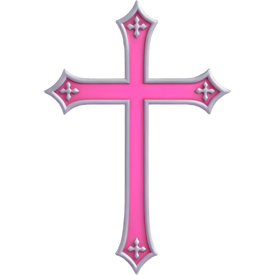 minimal 3D gothic cross with pink accent, simple and elegant emoji