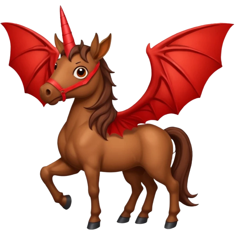 horse with horns and red bat wings emoji