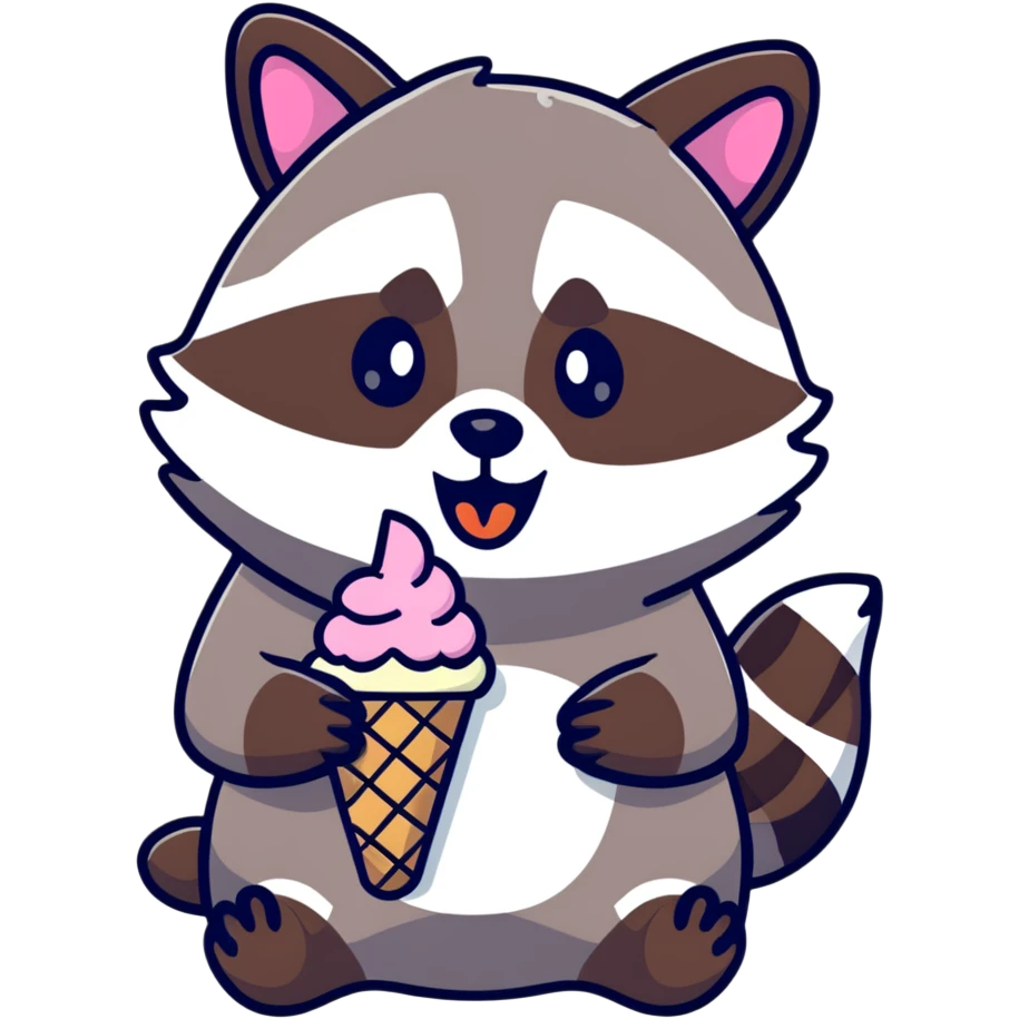 Raccoon eating ice cream sandwich  emoji