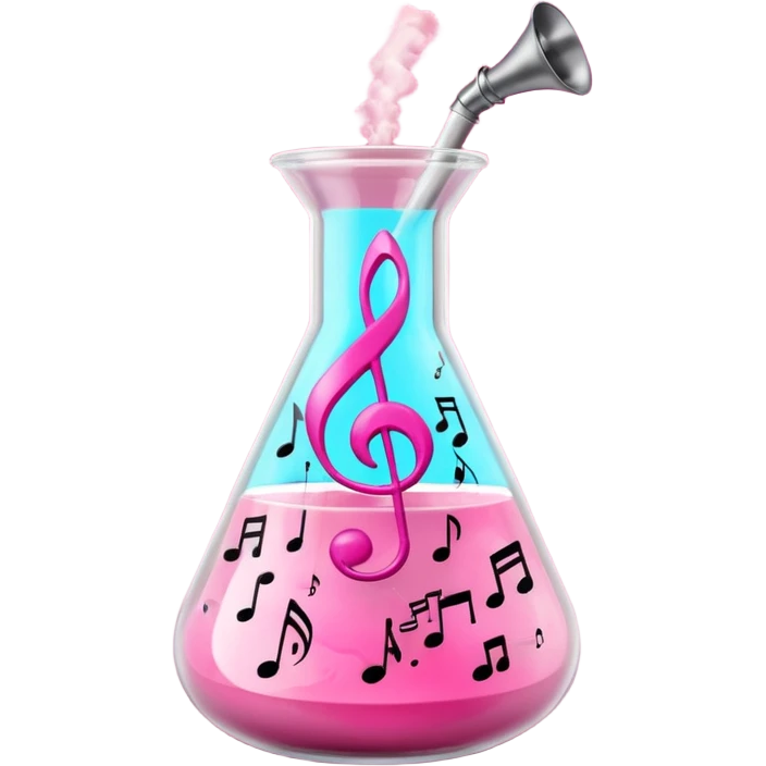 bublegum pink flask beaker with music coming out emoji