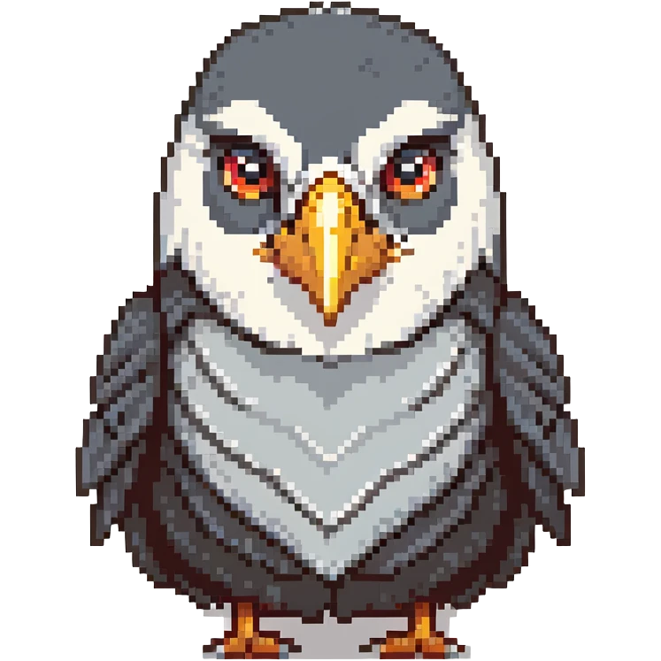 gray crow head with red cheeks, large white eyes with determined expression, short pointed beak emoji