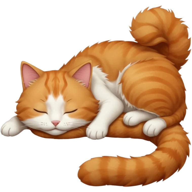 ginger and white small cat eyes closed lying down in funny position emoji