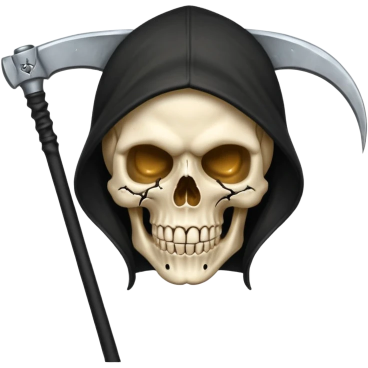 zoomed black hood skull scythe emoji