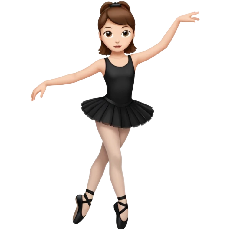 menina cabelos castanhos vestida de roupas de jazz e sapatilhas pretas emoji