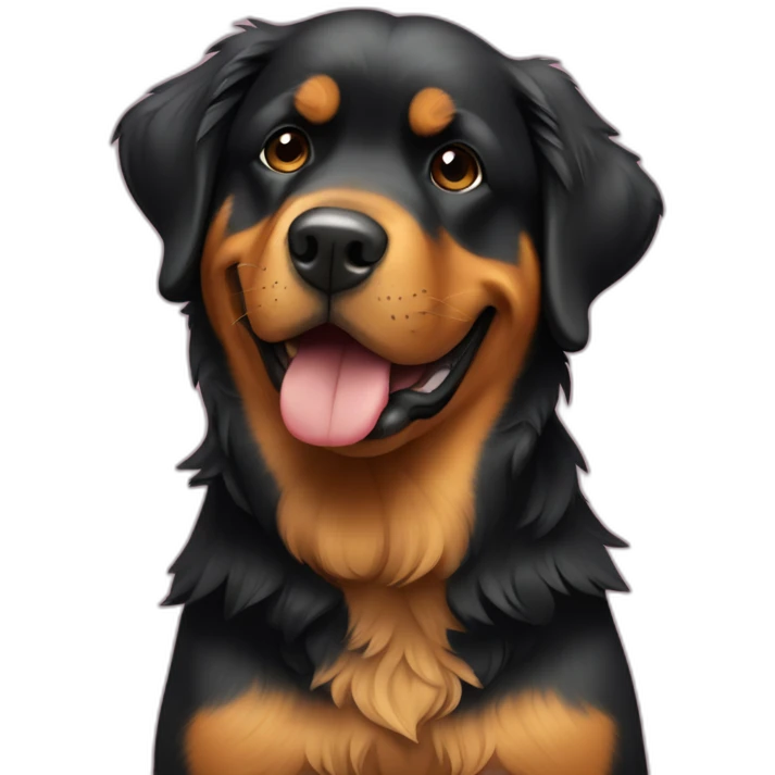 A Rottweiller hugging à golden retriever in box emoji