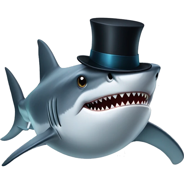 Shark with a top hat emoji