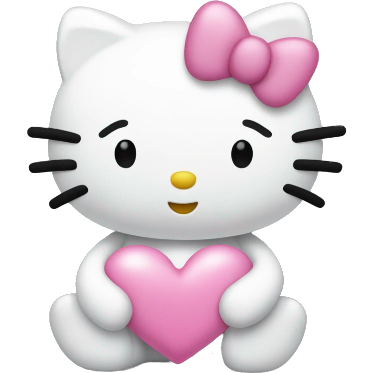 Hello kitty with a pink heart emoji