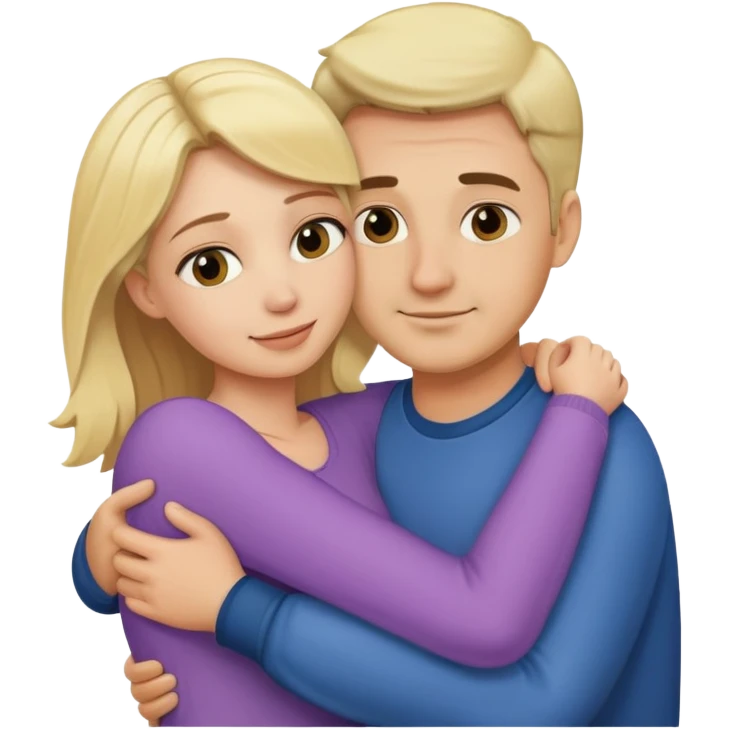 Blonde woman hugging her husband  emoji
