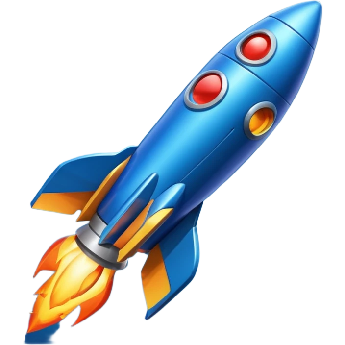 an all blue rocket ship no gold or red emoji