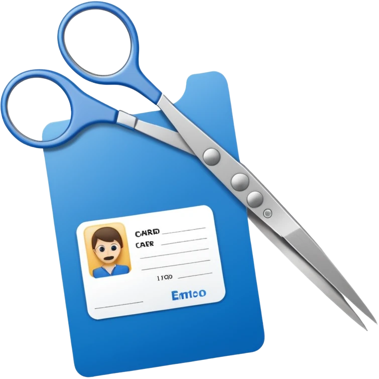 Scissors cutting ID card in half emoji