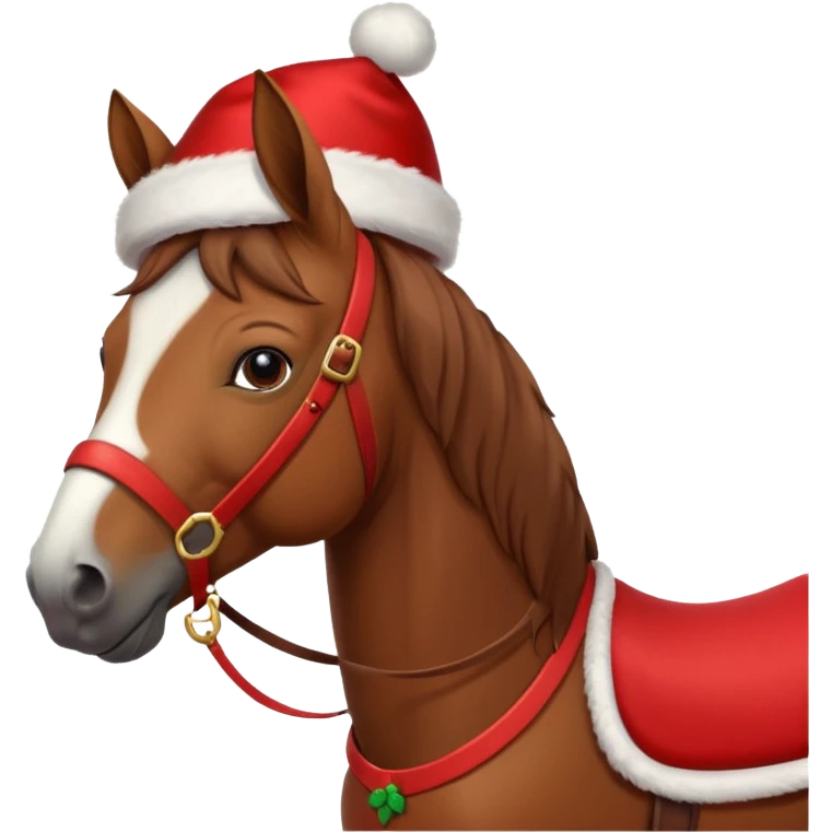 christmas brown horse with a red saddle emoji