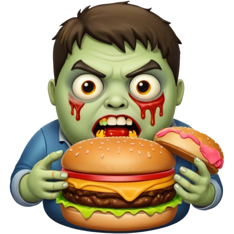 Fat zombie eating burger emoji