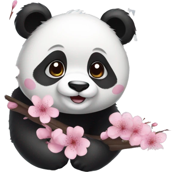 Panda with cherry blossom in its hair emoji