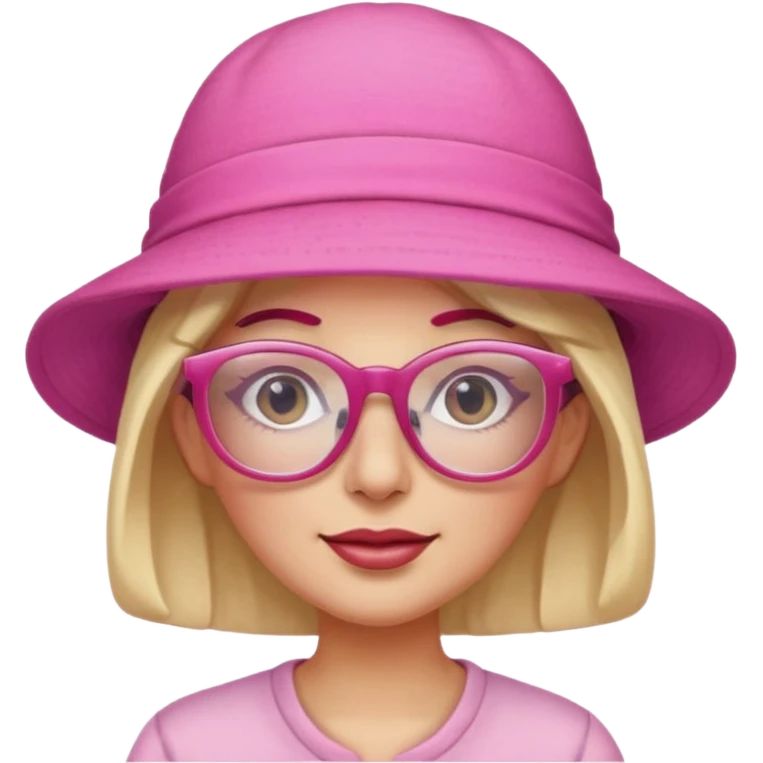 sunburnt lady wearing a pink hat and glasses emoji