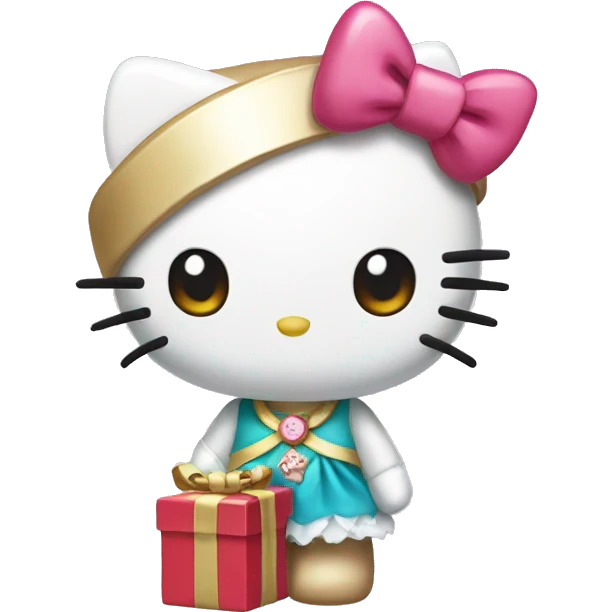 Hello kitty wearing a present outfit emoji