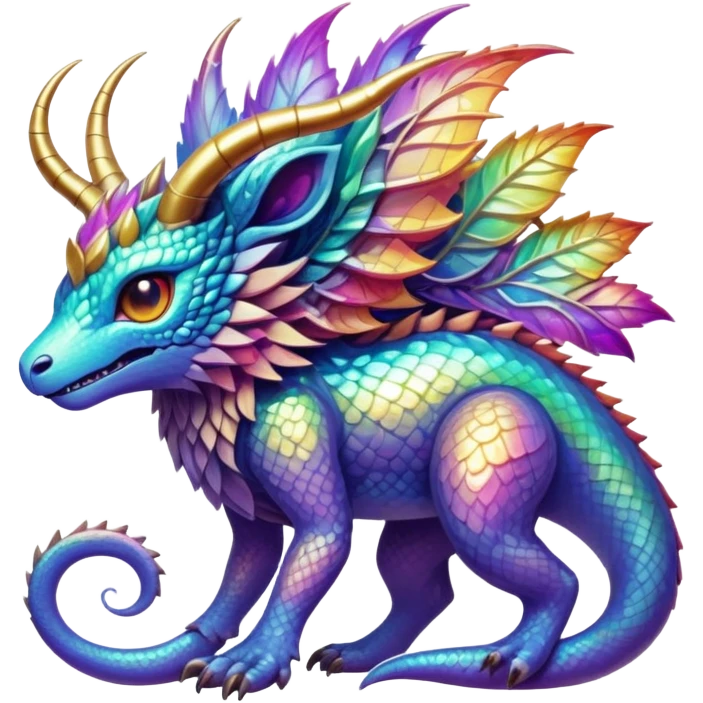 Epic complex iridescent aesthetic-Fakémon-creature-scenery emoji