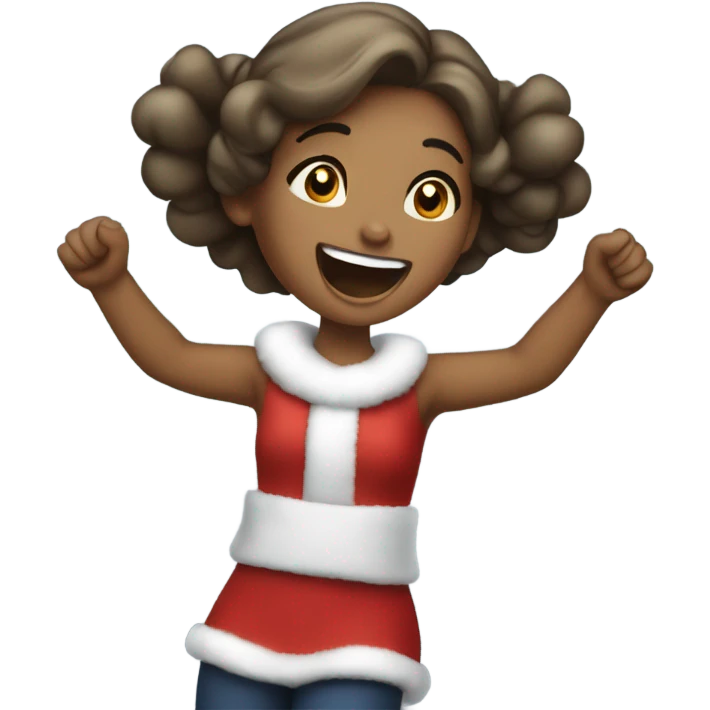 A girl cheering because it’s Christmas emoji