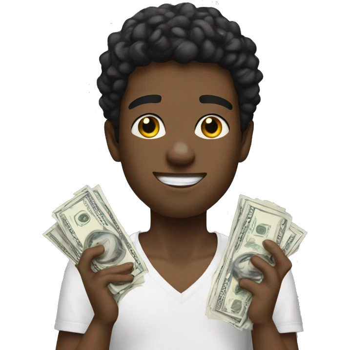 Young black guy with amiri shirt holding a lot of cash  emoji