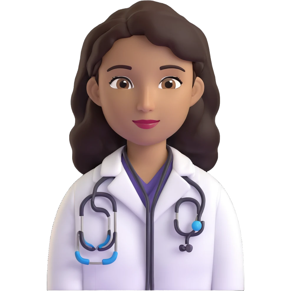 mature 60 year old doctor with stethoscope, dark brown hair, medium-dark tan skin tone, cinnamon skin, professional looking but not elderly emoji