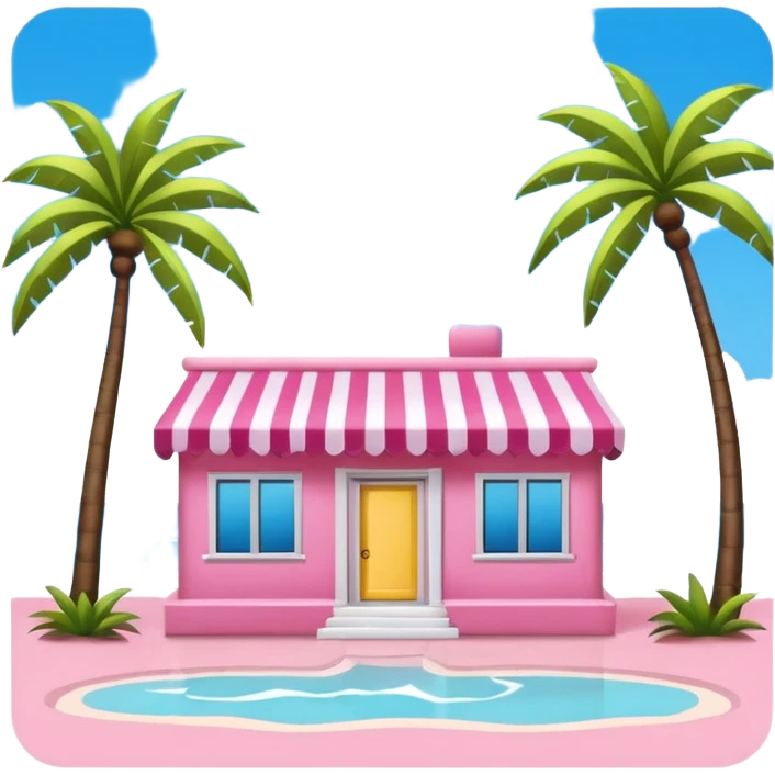 Moschino style pink SPAM Miami beach painting landscape emoji