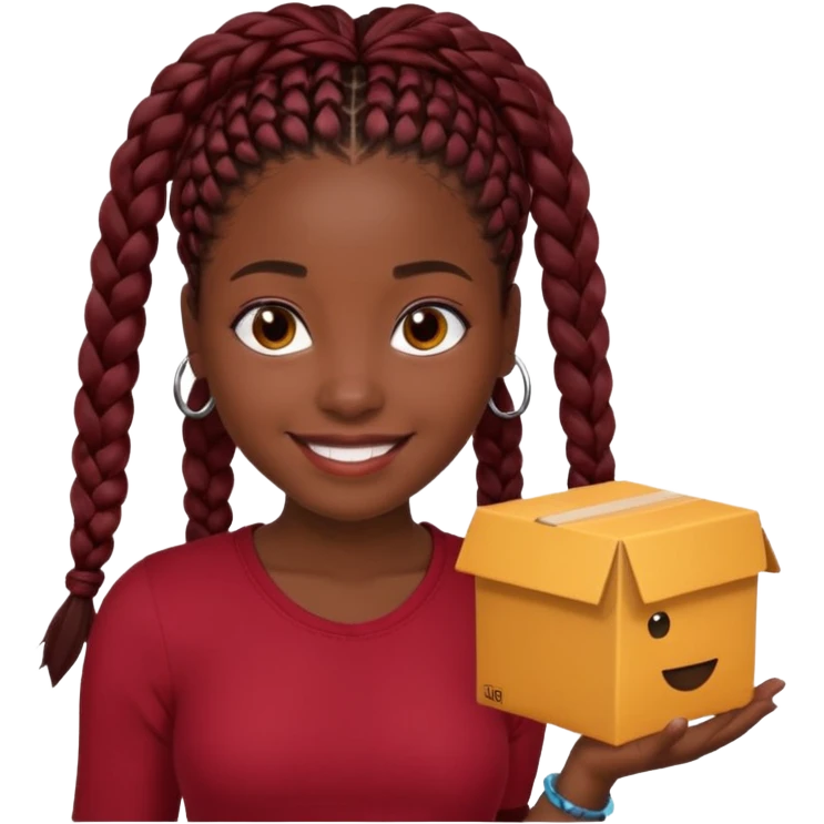 Black girl with box braids and a dark red top emoji
