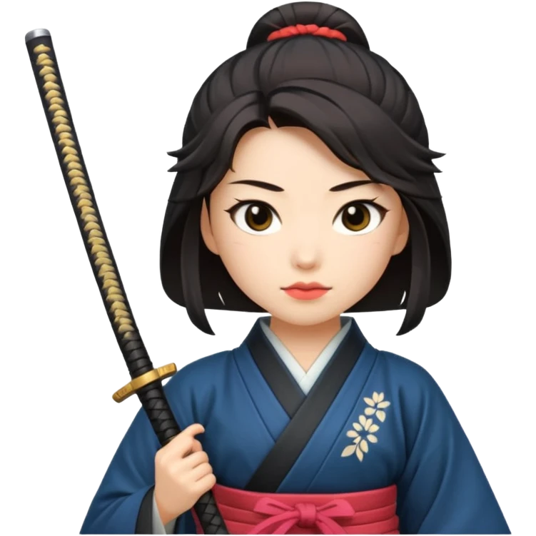 lady samurai holds katana japanese traditional clothing emoji